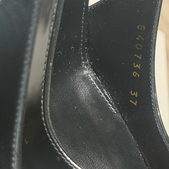 SAINT LAURENT VENDOME 110MM SLINGBACK PUMPS GLAZED LEATHER IN BLACK SIZE 37 NIB - Picture 3 of 15